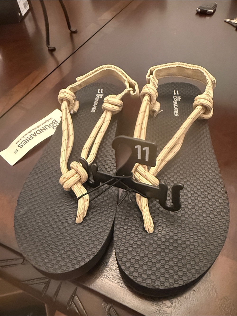 Womens Beige Rope Strap Sandals - Size 11
